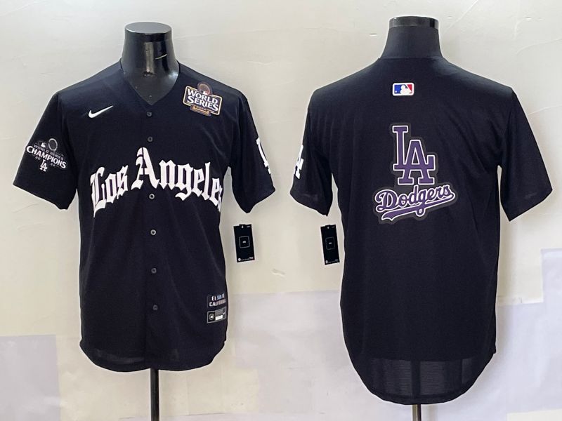 Men Los Angeles Dodgers Blank Black Five generations Joint Name 2025 Nike MLB Jersey style 77
